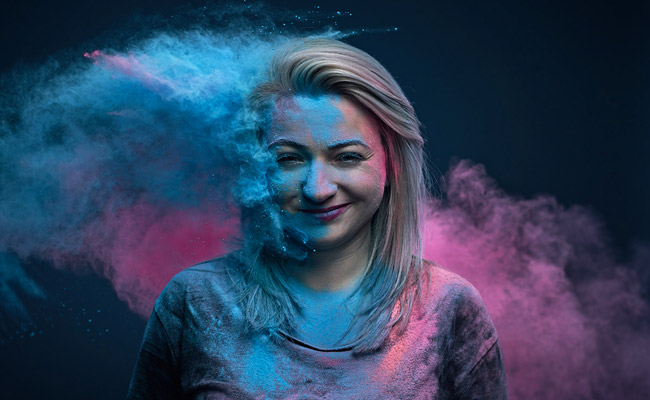 ars thanea portrait with magical colors dust