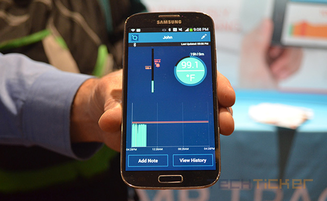 Concept of flexible thermometer with Bluetooth