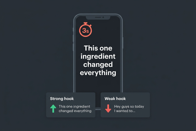 Strong versus weak hook comparison for TikTok first three seconds