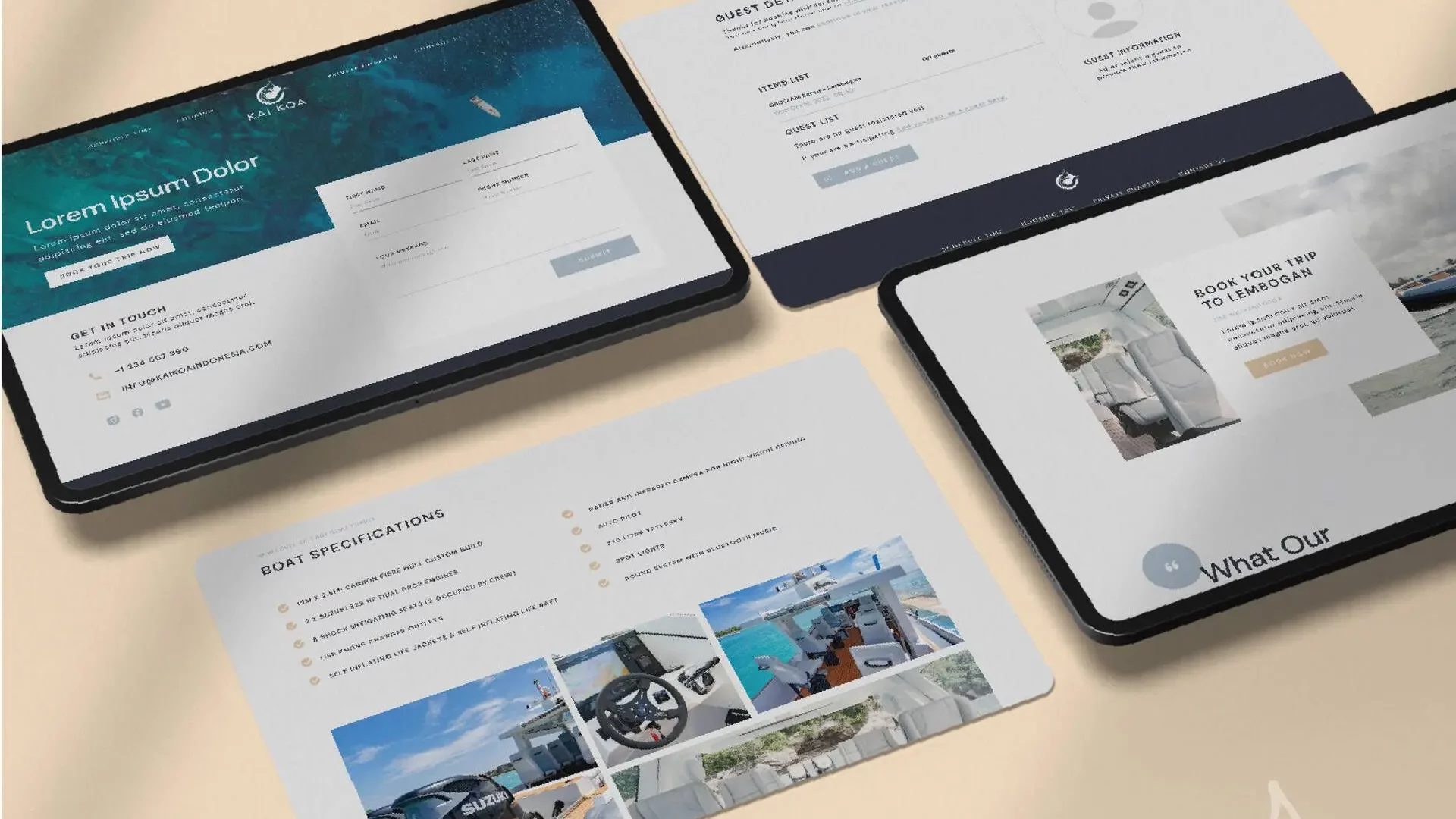 Kai Koa website and booking system design mockup by Kesato