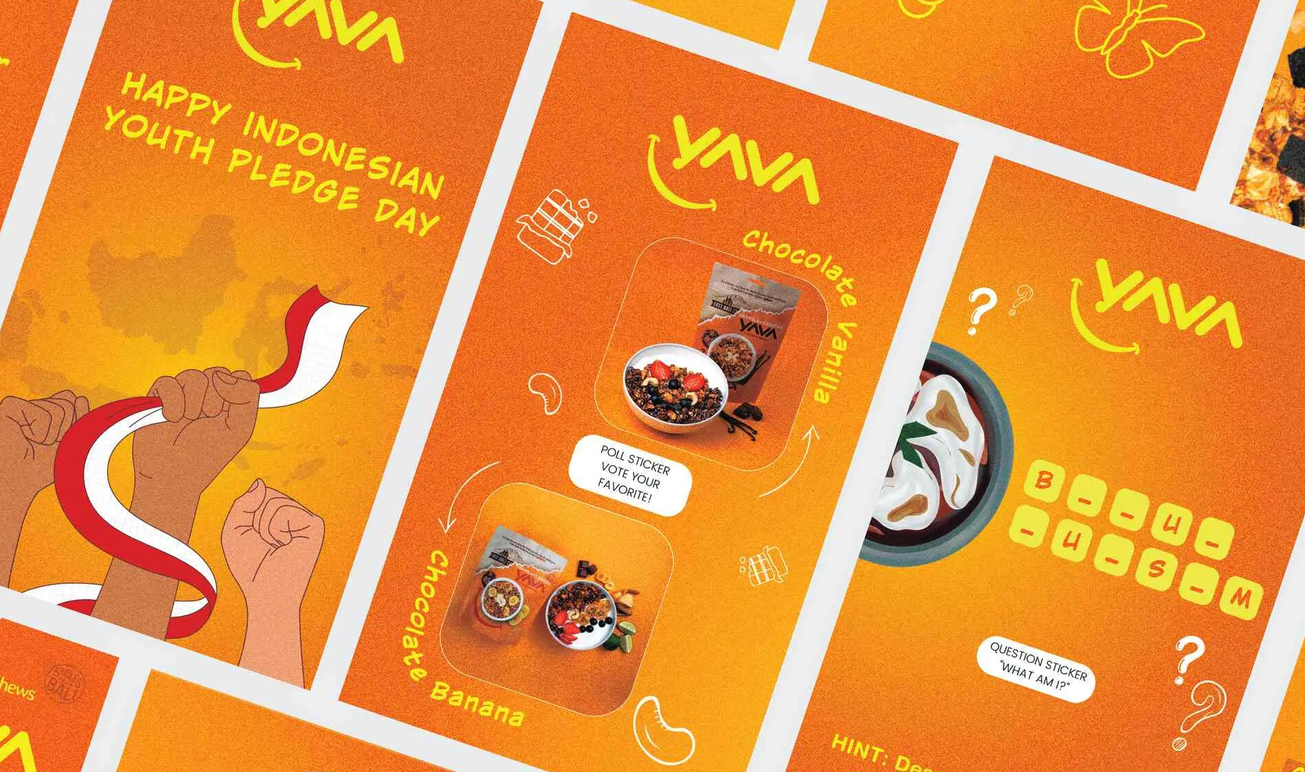 YAVA social media content grid by Kesato