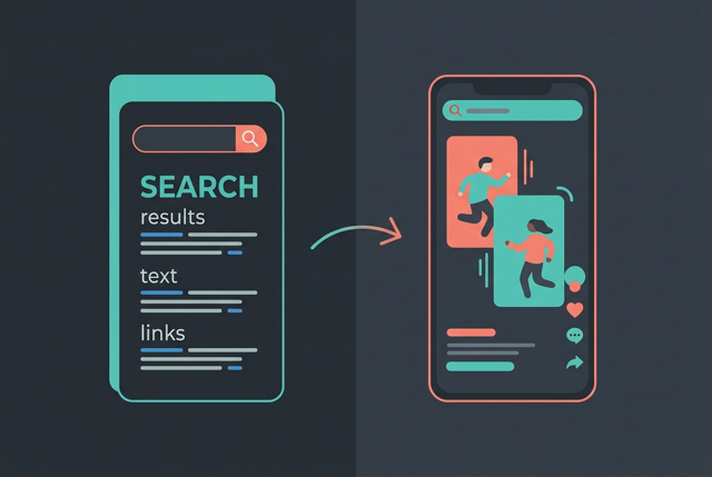 Comparison between Google text search and TikTok video search
