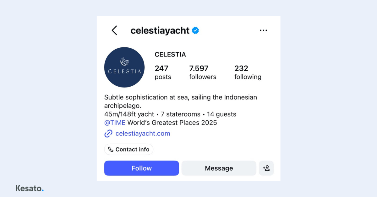 Celestia Yacht x Kesato Social media management