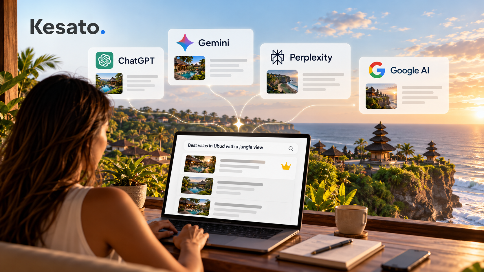 Bali business appearing in AI search recommendations across ChatGPT, Gemini, Perplexity and Google AI.